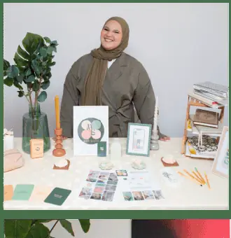 A founder presenting her products during a mentorship session